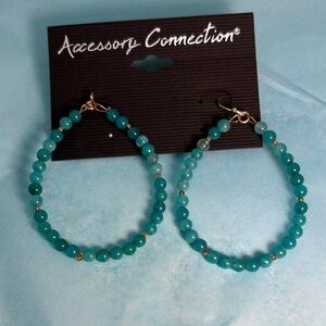Teal Beaded Hoop Earrings